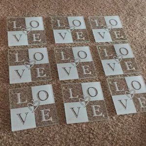 9 glass love coasters